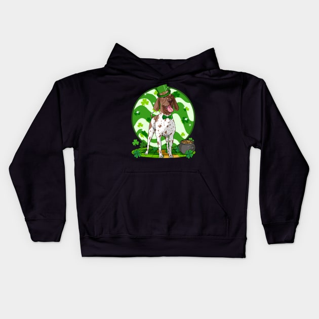 German Shorthaired Pointer Dog St Patricks Day Leprechaun Kids Hoodie by Noseking